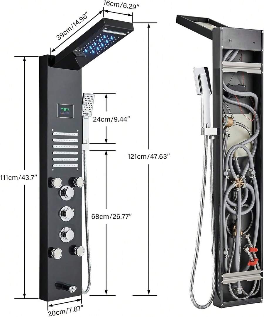 Panel de Ducha LED Dorado