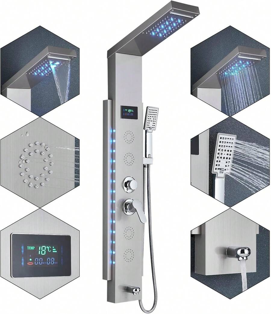 Mcmxtap Panel de Ducha con Grifo para Bañera y Hidromasaje