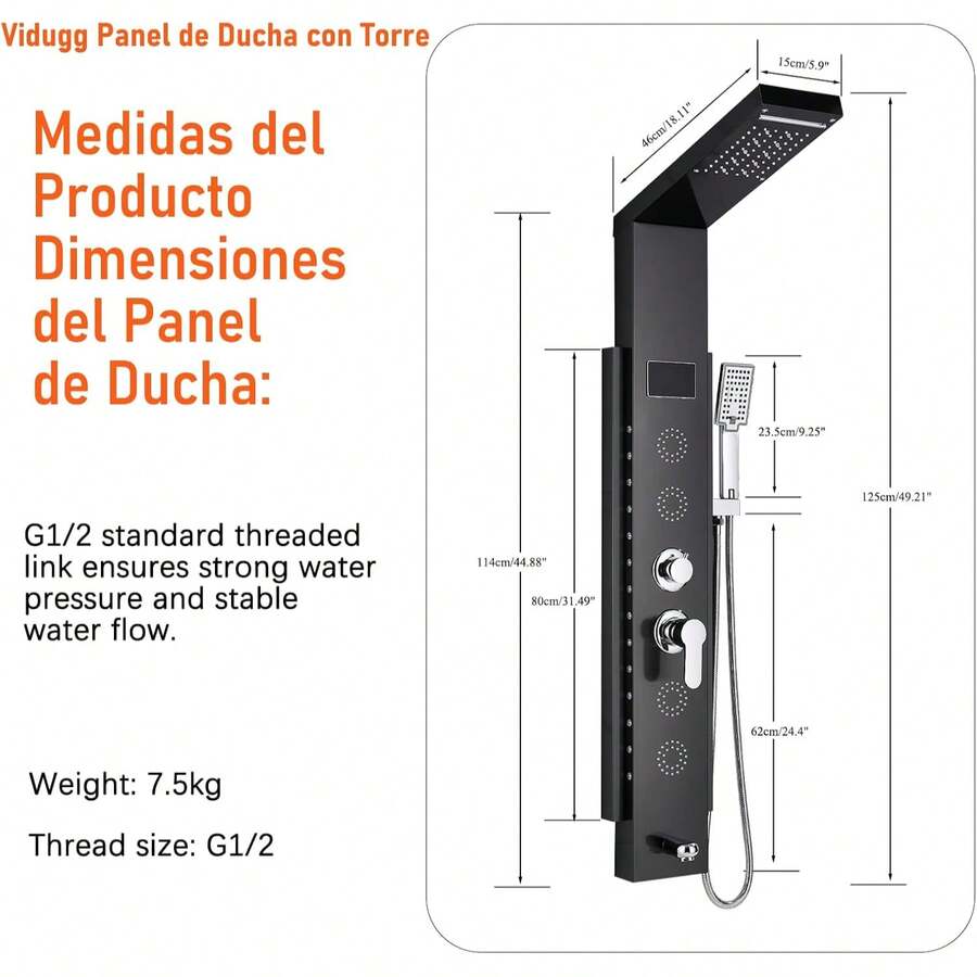 Mcmxtap Panel de Ducha con Grifo para Bañera y Hidromasaje