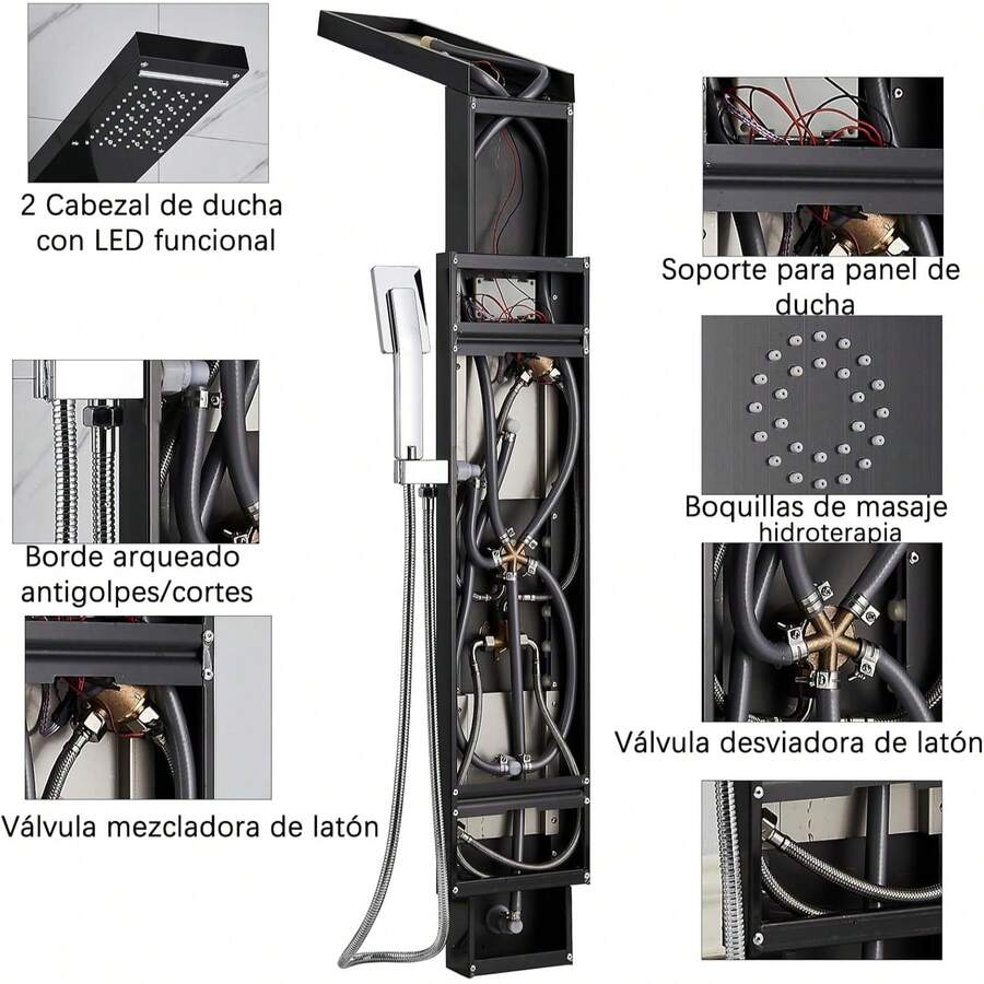Mcmxtap Panel de Ducha con Grifo para Bañera y Hidromasaje