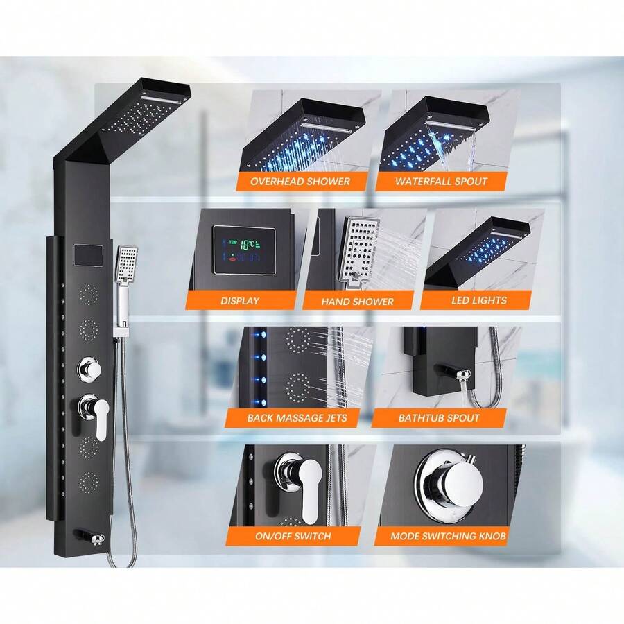 Mcmxtap Panel de Ducha con Grifo para Bañera y Hidromasaje