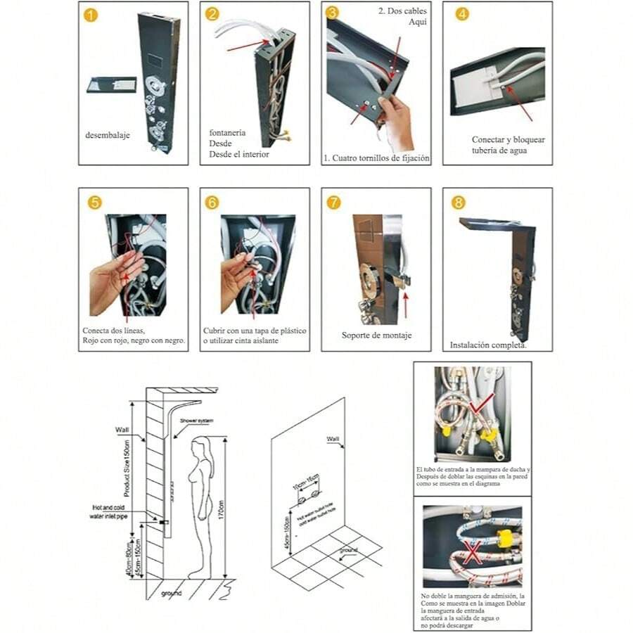 Mcmxtap Panel de Ducha con Grifo para Bañera y Hidromasaje