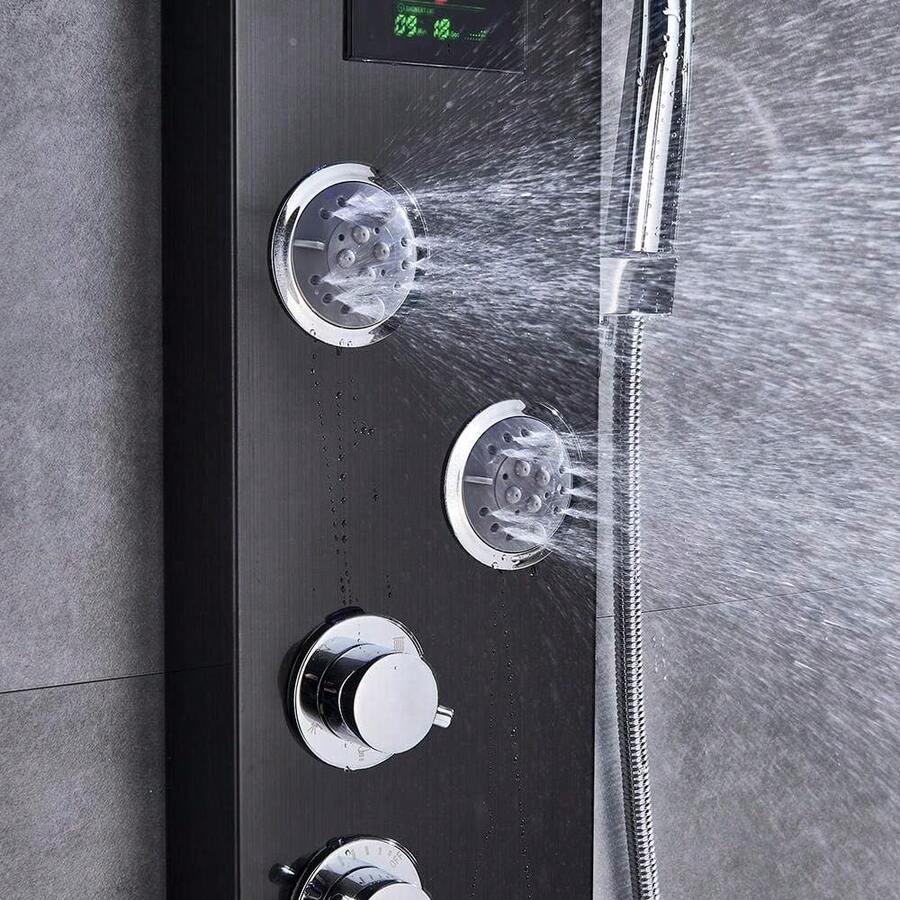 Mcmxtap Panel de Ducha LED Sistema de Torre Lluvia Cascada Masaje