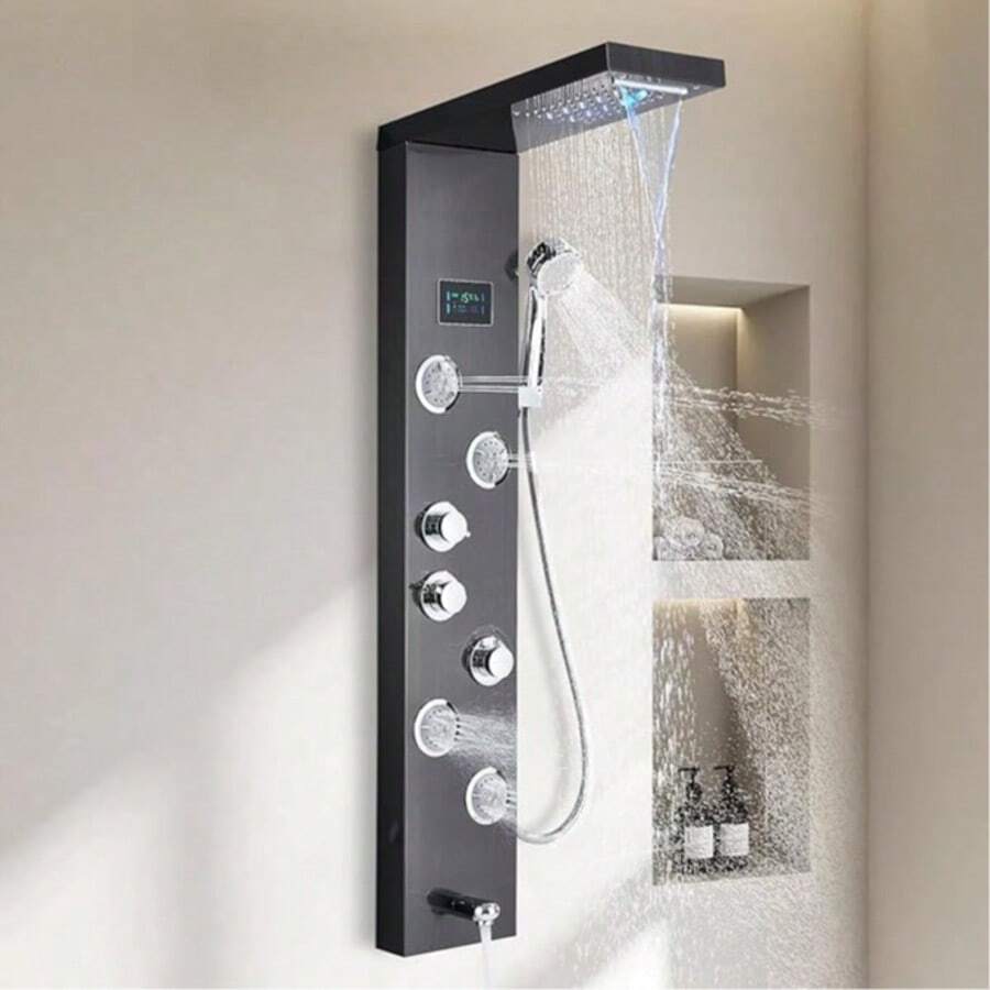 Mcmxtap Panel de Ducha LED Sistema de Torre Lluvia Cascada Masaje
