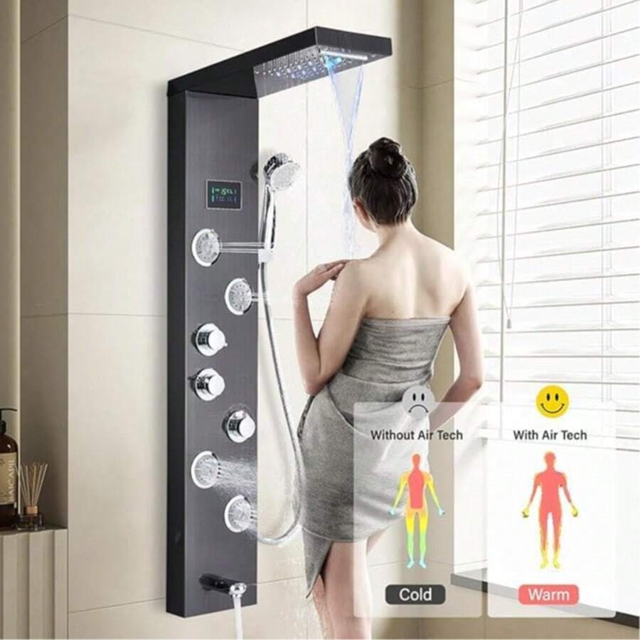Mcmxtap Panel de Ducha LED Sistema de Torre Lluvia Cascada Masaje