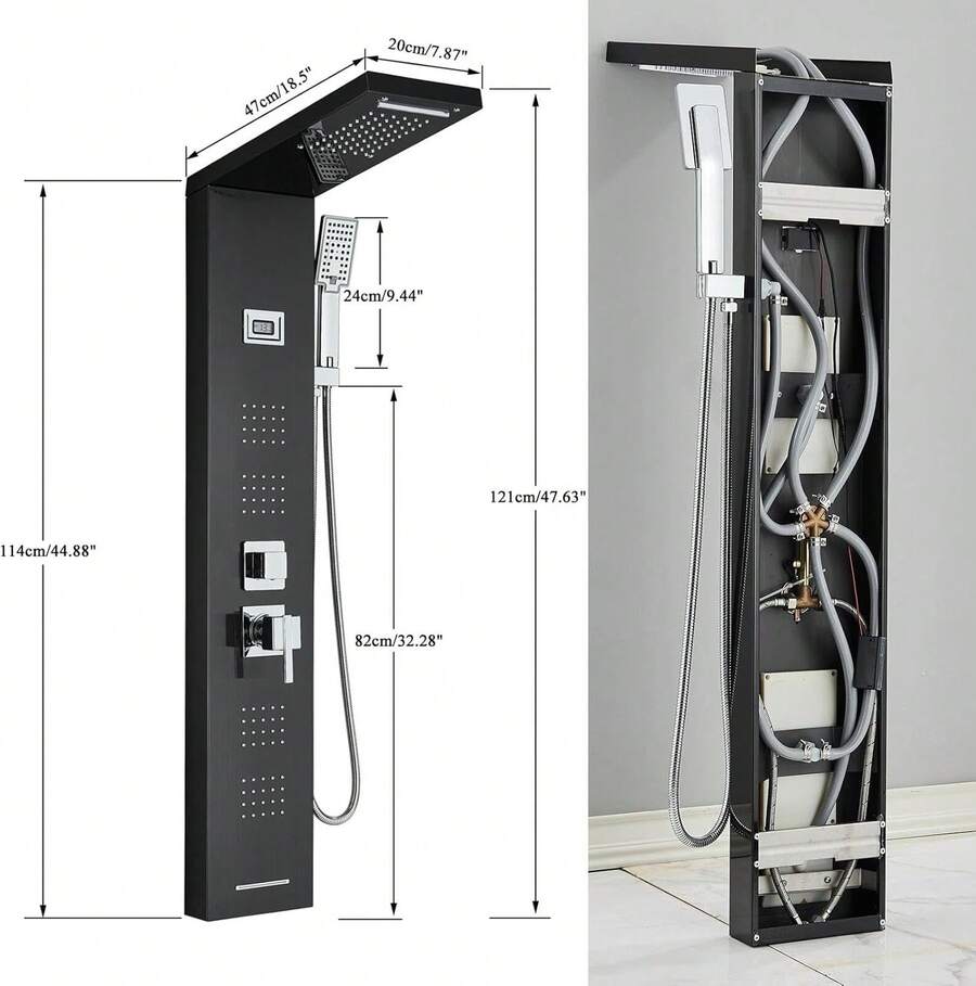 Mcmxtap Panel de Ducha LED Sistema de Torre Lluvia Cascada Masaje