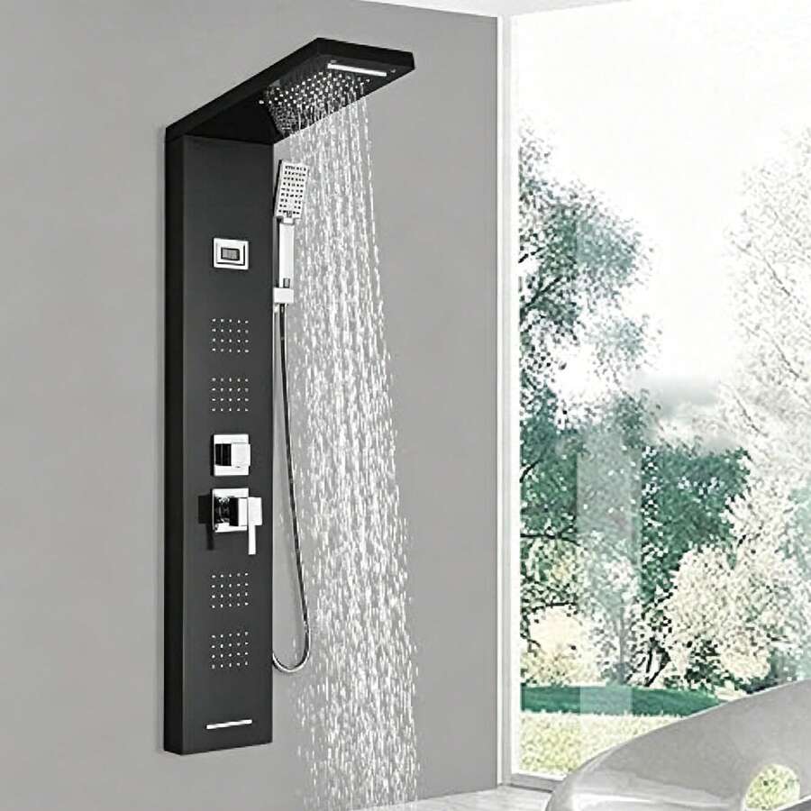 Mcmxtap Panel de Ducha LED Sistema de Torre Lluvia Cascada Masaje