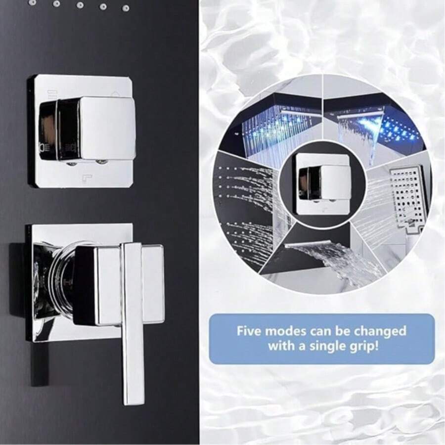Mcmxtap Panel de Ducha LED Sistema de Torre Lluvia Cascada Masaje