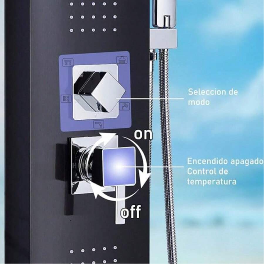 Mcmxtap Panel de Ducha LED Sistema de Torre Lluvia Cascada Masaje