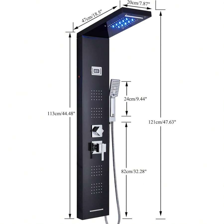 Mcmxtap Panel de Ducha LED Sistema de Torre Lluvia Cascada Masaje