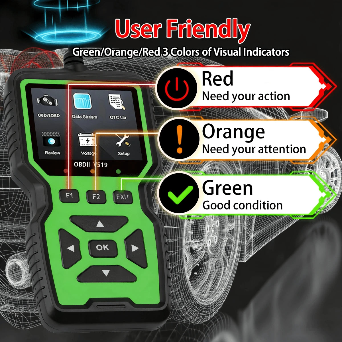Escáner de diagnóstico OBD V519
