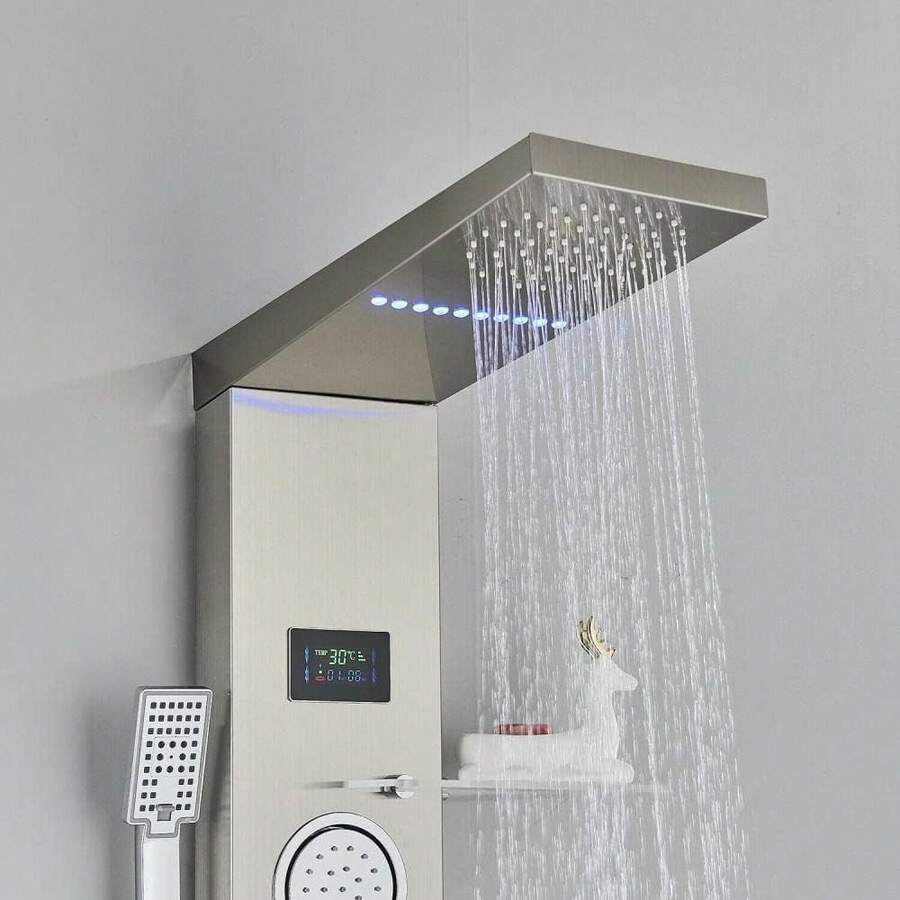 Mcmxtap Panel de Ducha LED Sistema de Torre Lluvia Cascada Masaje