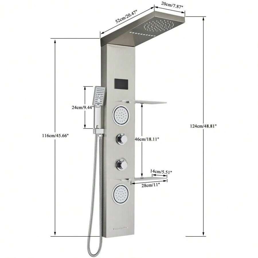 Mcmxtap Panel de Ducha LED Sistema de Torre Lluvia Cascada Masaje