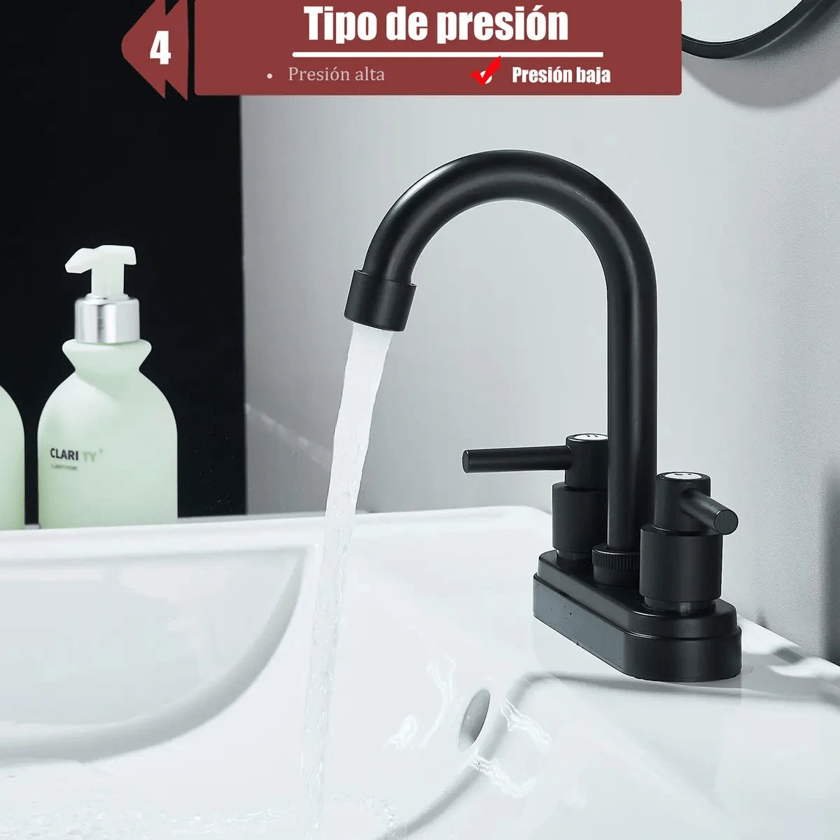 Grifos de baño, Grifo Negro para Lavabo de 2 Orificios