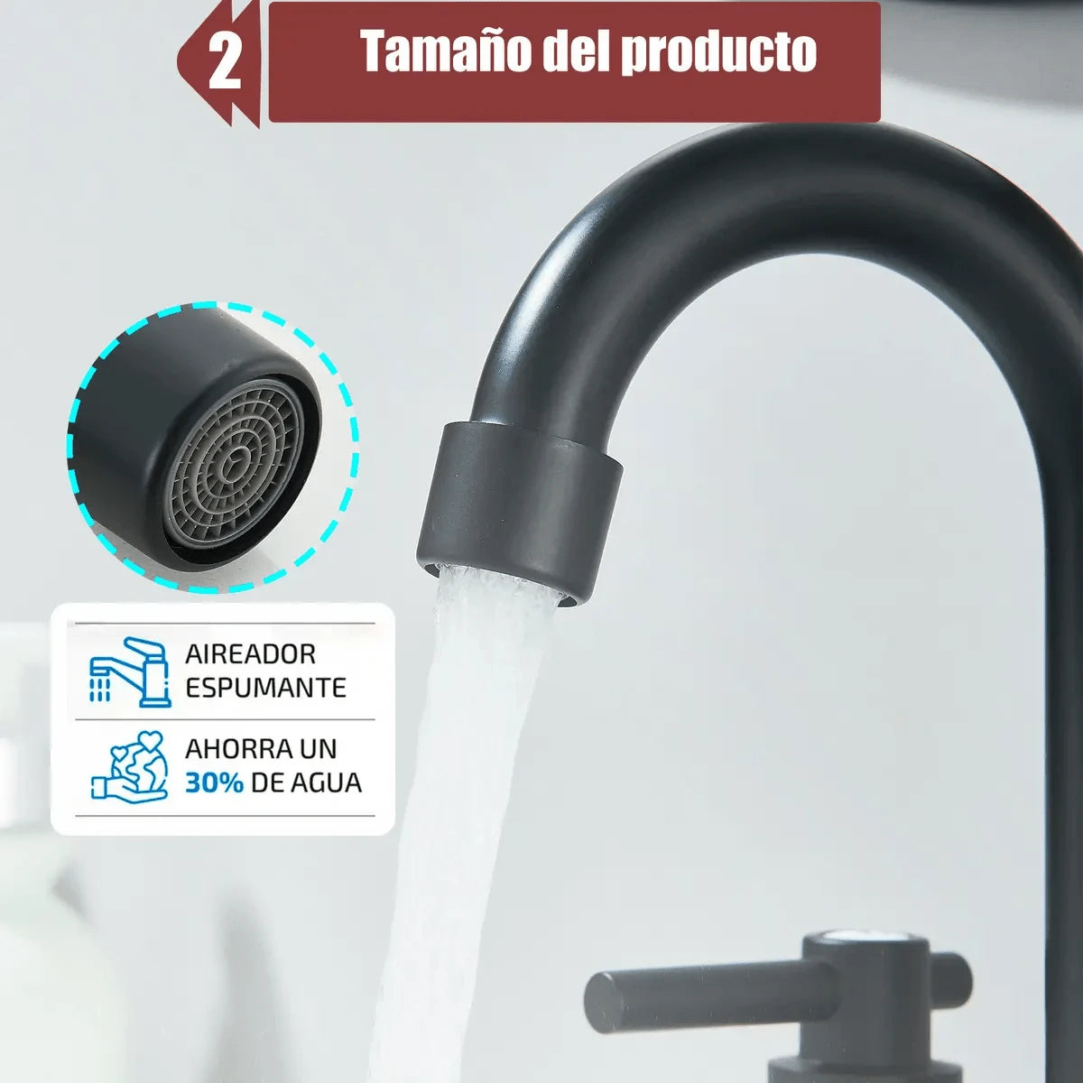 Grifos de baño, Grifo Negro para Lavabo de 2 Orificios