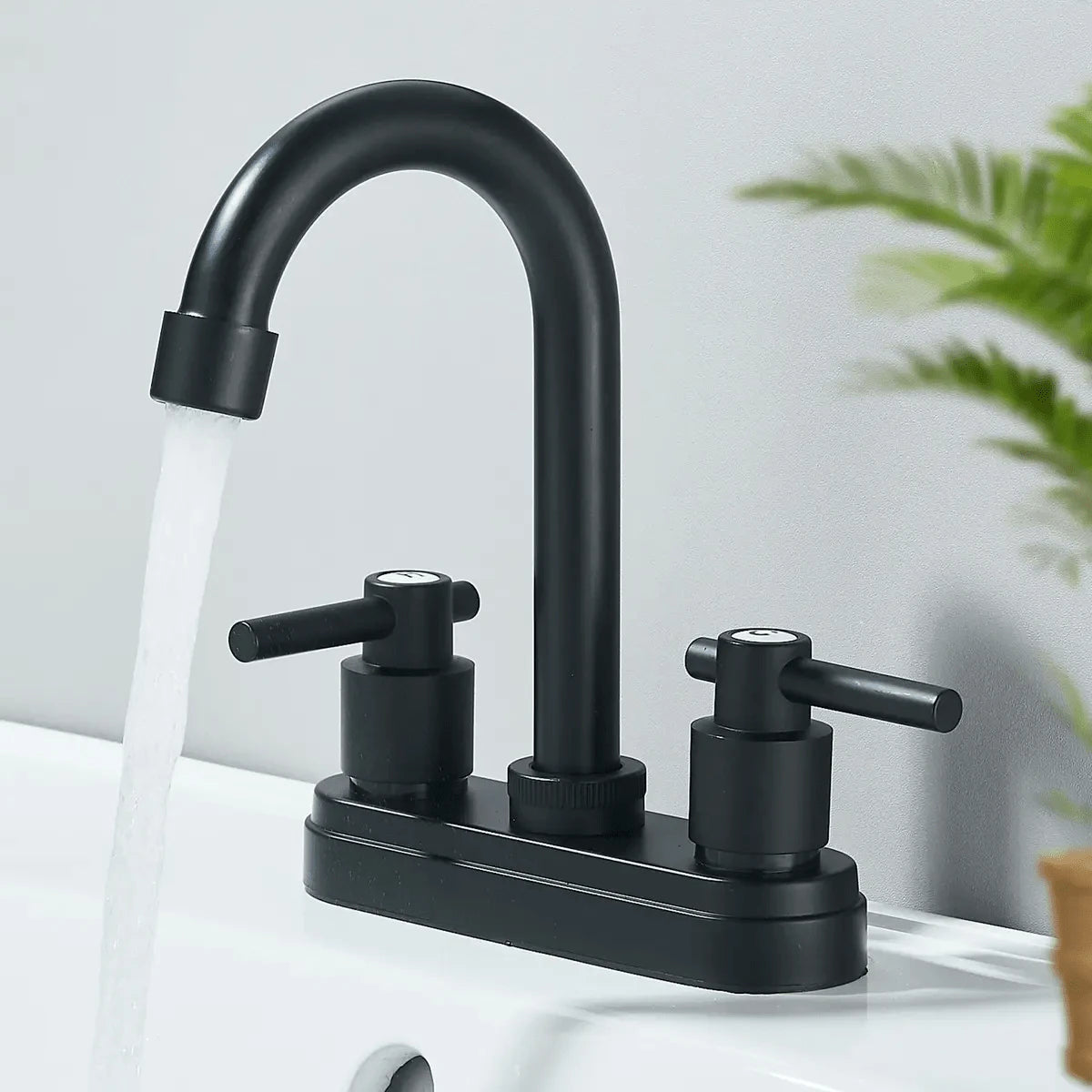Grifos de baño, Grifo Negro para Lavabo de 2 Orificios