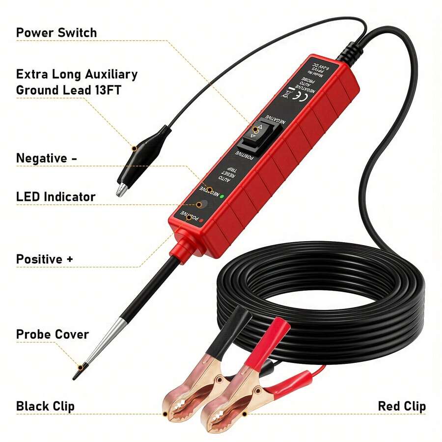 Probador digital de circuitos eléctricos para auto de 6-24V CC