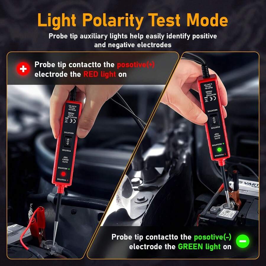Probador digital de circuitos eléctricos para auto de 6-24V CC