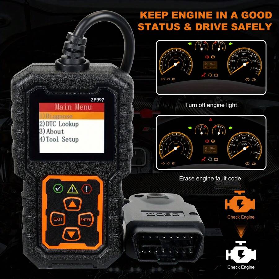 Escáner OBDII ZF997, lector de códigos de falla del motor