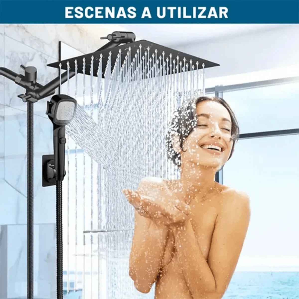 Cabezal de ducha tipo lluvia con rociador de mano combinado