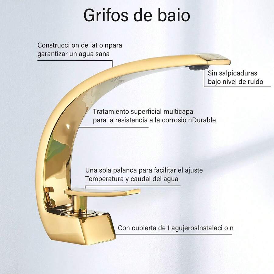 Grifo Monomando Mezclador Llave Fregadero Para Baño