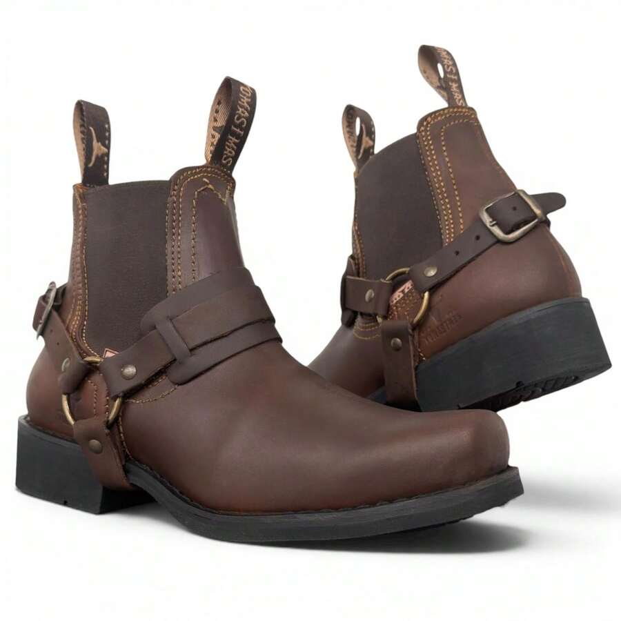 BOTINES PIEL GENUINA CABALLERO VAQUEROS CON ARGOLLAS USO RUDO TOMAS