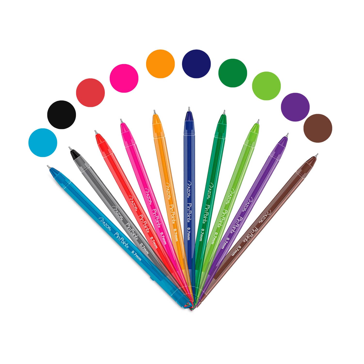 Set De 10 Bolígrafos Pin Point Punto Fino 0.7mm