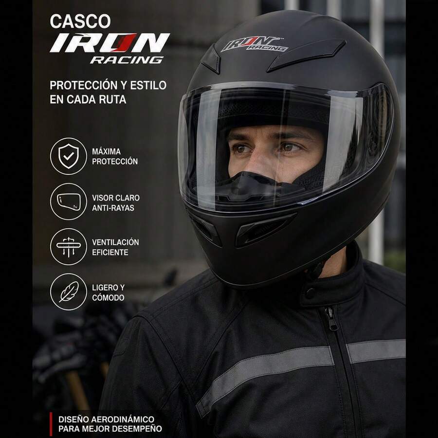 Casco Negro Mate Talla L para Motocicleta | Comodidad y Estilo en Cada Trayecto
