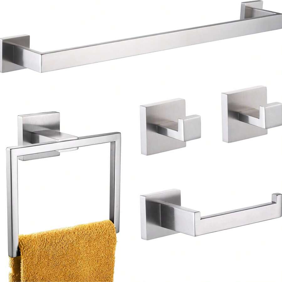 Mcmxtap Negro Juego de 4 Accesorios de baño Barra de Toallas de Acero Inoxidable