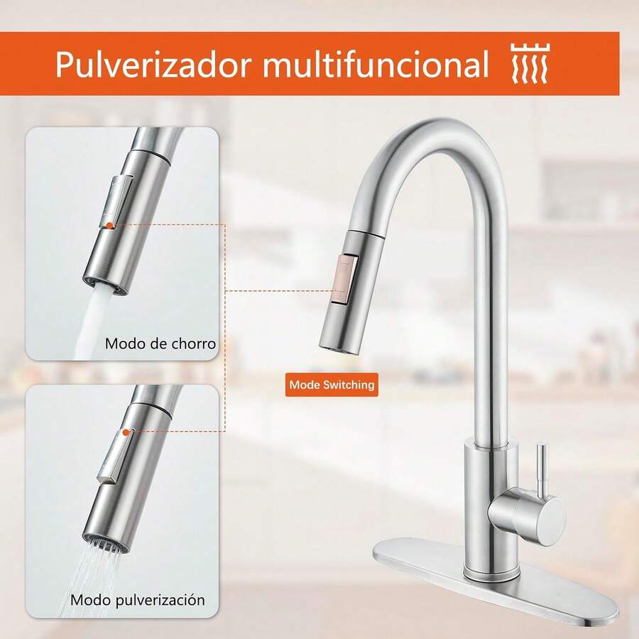 Grifo de Cocina con Rociador Extraíble