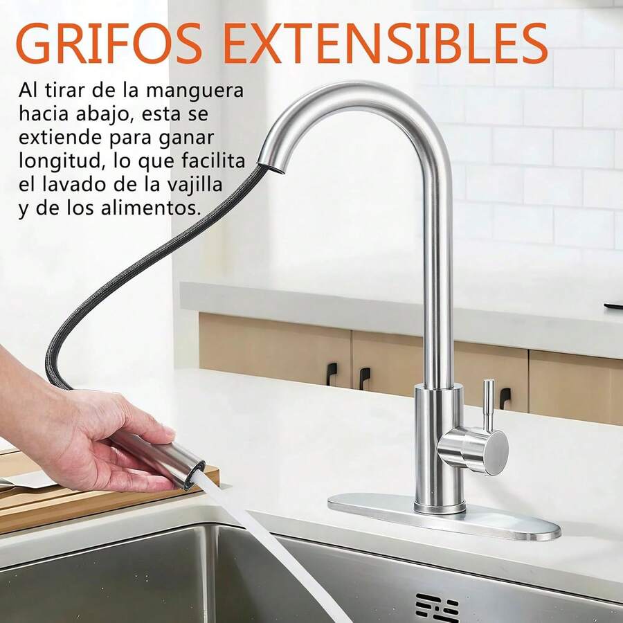 Grifo de Cocina con Rociador Extraíble