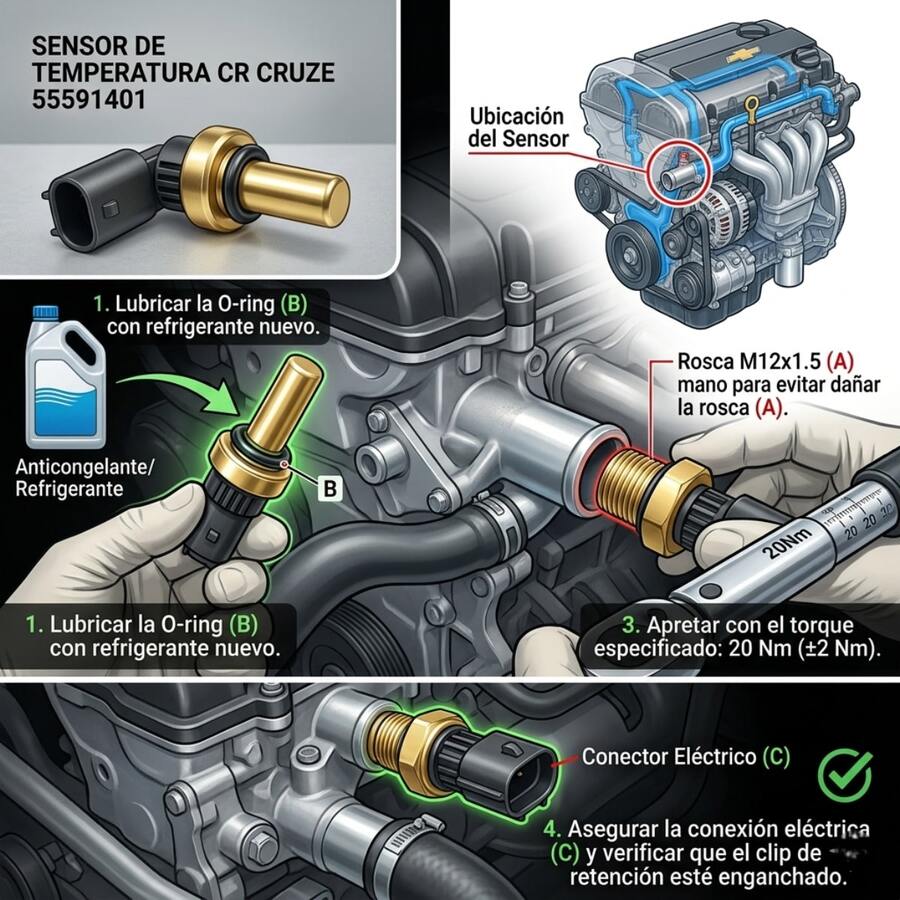 Bulbo Sensor Temperatura C h e v r o l e    C r u z e   S o n i c   T r a x 55591401