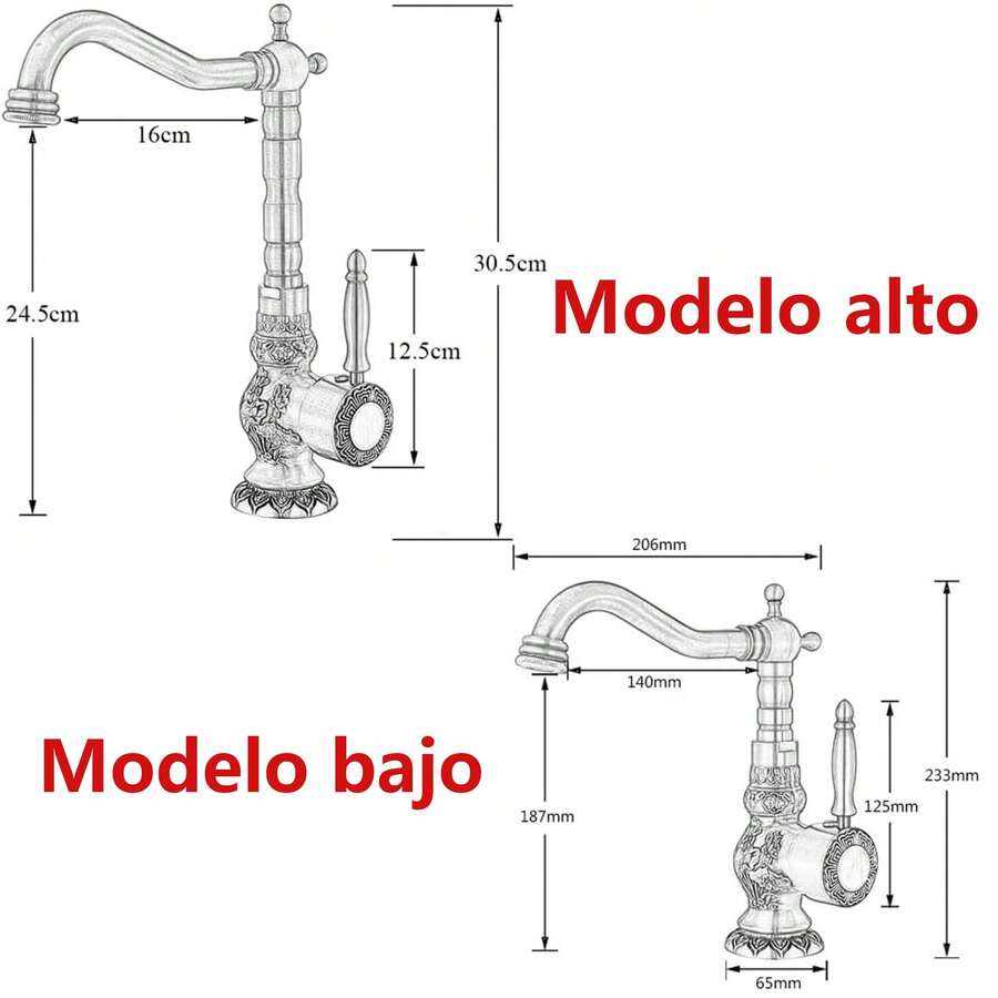 Grifo de baño de latón antiguo Grifo de baño monomando