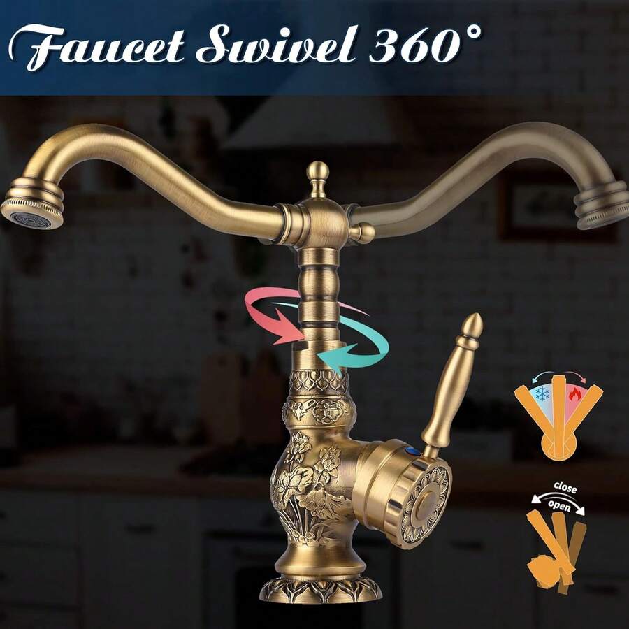 Grifo de baño de latón antiguo