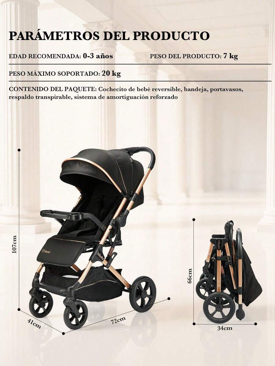 Carriola reversible y alta para bebé