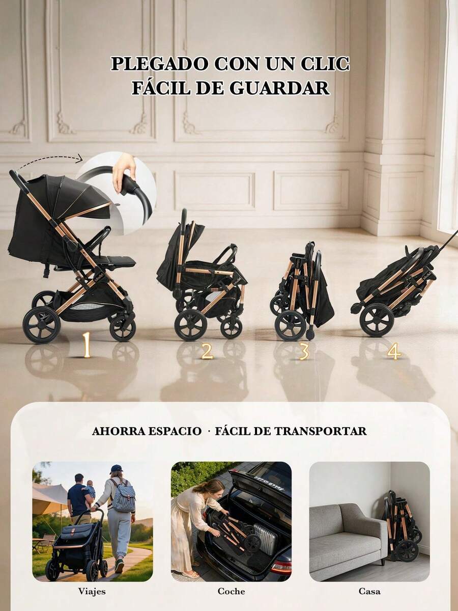 Carriola reversible y alta para bebé