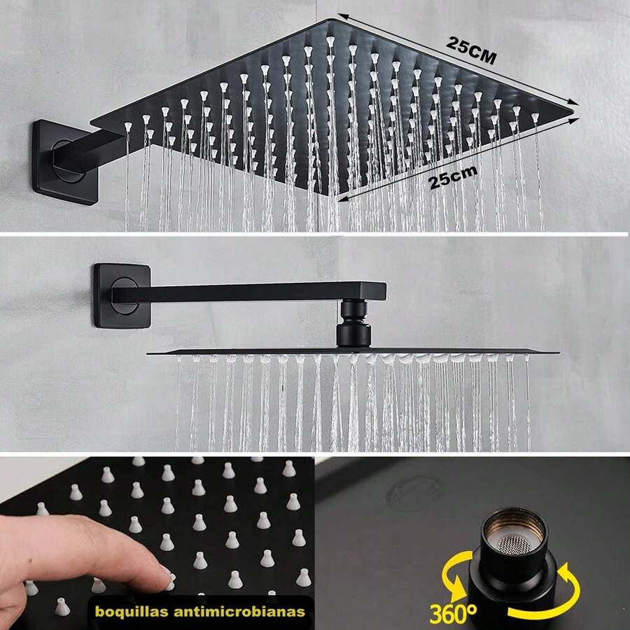 Mcmxtap  Kit Regadera Cuadrada 10 Pulgadas Tipo Lluvia Lujo