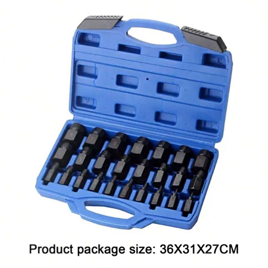 Juego De 25 Extractores De Tornillos Rotos De Acero Aleado