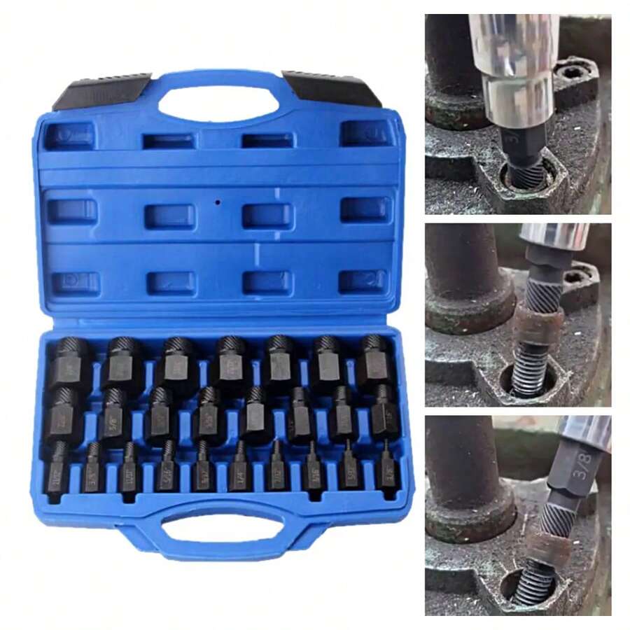 Juego De 25 Extractores De Tornillos Rotos De Acero Aleado