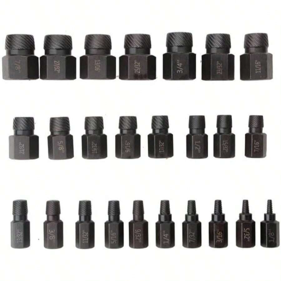 Juego De 25 Extractores De Tornillos Rotos De Acero Aleado
