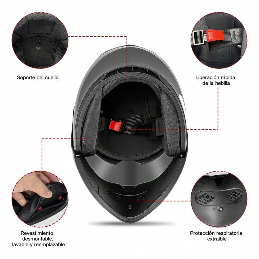 Casco Integral Para Moto Con Sistema Abatible