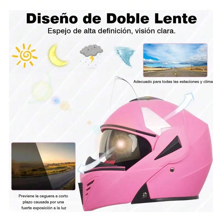 Casco Abatible para Moto con Doble Lente