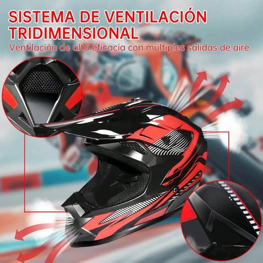 Casco ATV Cross con Guantes