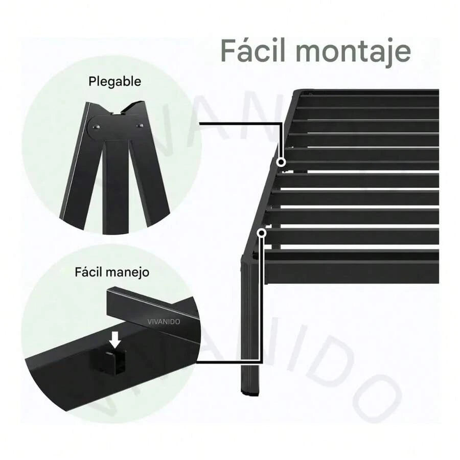 Base de Cama Individual Plegable de Metal