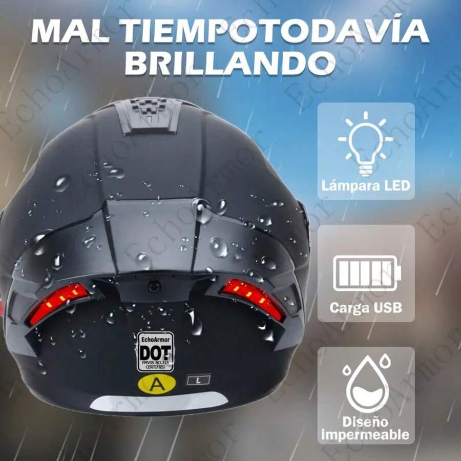 Casco Moto Abatible con LED RGB