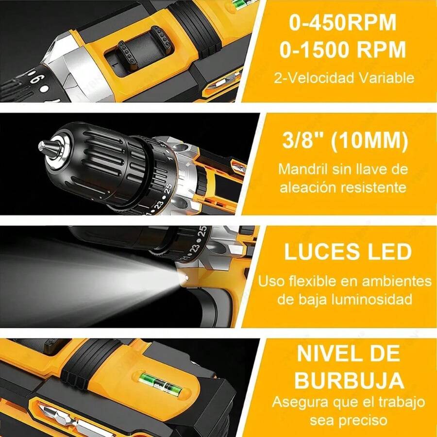 *Taladro Inalámbrico 21V con 118 Accesorios