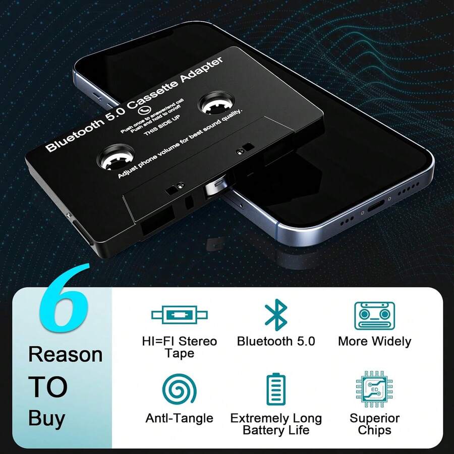 Adaptador Convertidor Casete Bluetooth Para Coche Automóvil