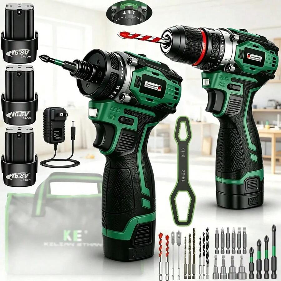 Taladro Percutor Brushless 16.8V + Atornillador 2 en 1