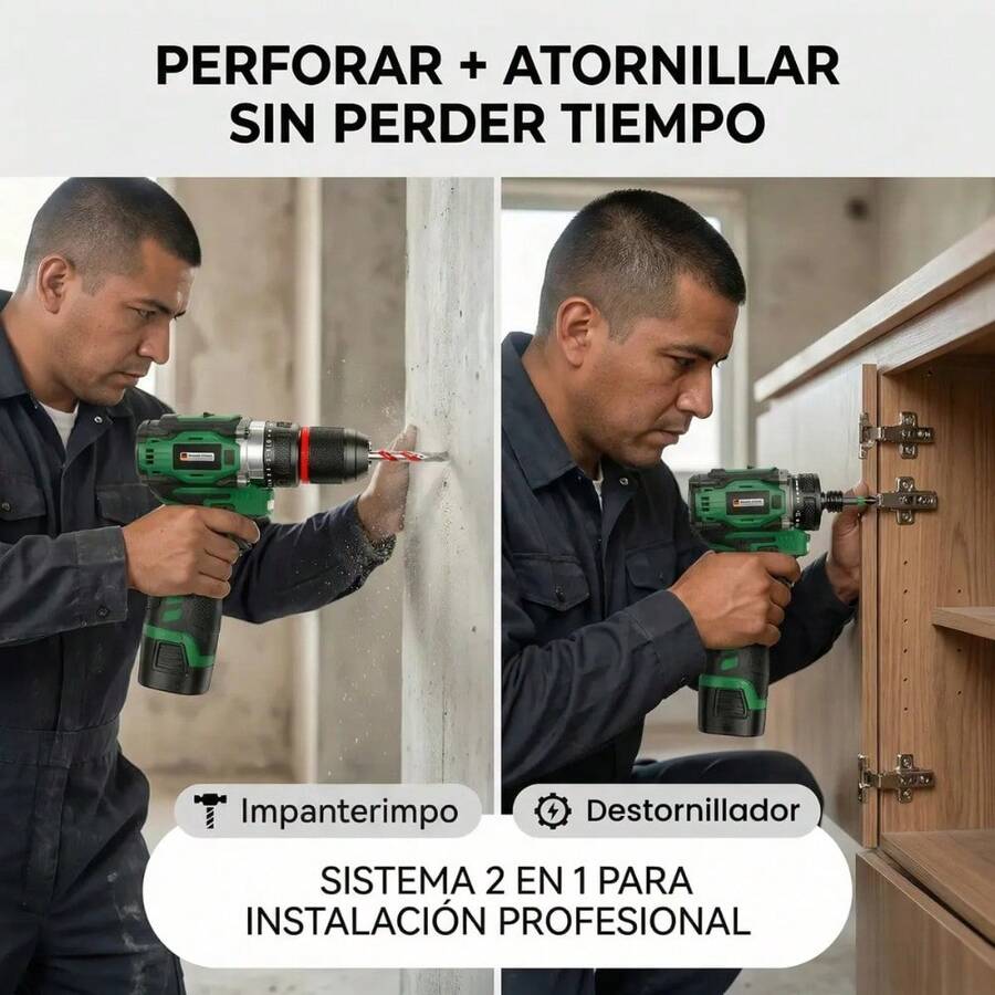 Taladro Percutor Brushless 16.8V + Atornillador 2 en 1