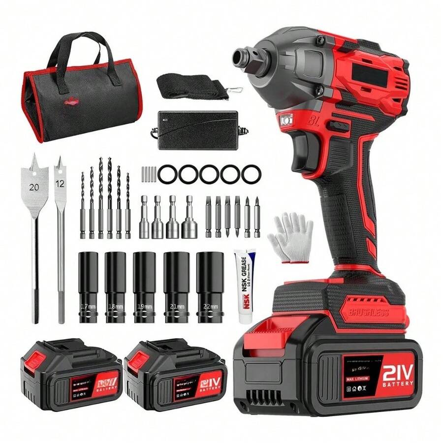 Llave de Impacto Inalámbrica 21V + Taladro Eléctrico 2 en 1